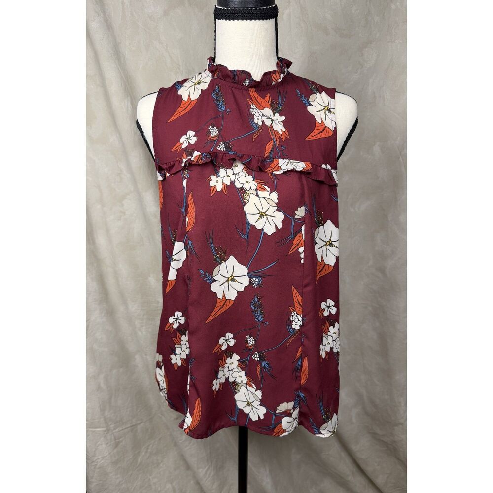 June & Hudson Cottagecore Garden Party Sleeveless Ruffle Blouse Women’s S